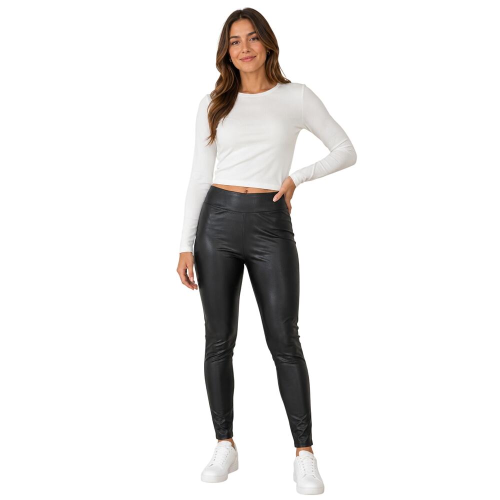 NWOT old navy black faux leather leggings cigarette pull on pants sz 1X career